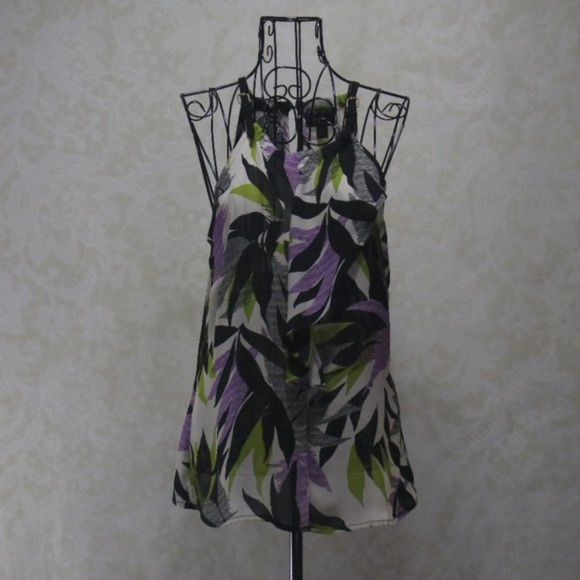 WORTHINGTON Tropical Sleeveless Semi Sheer Dressy Tank Blouse - Picture 12 of 16